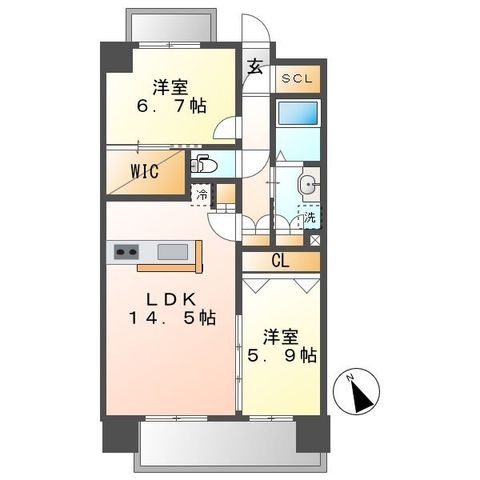 拡大写真:ラトゥール代官町EAST 7階701の間取り