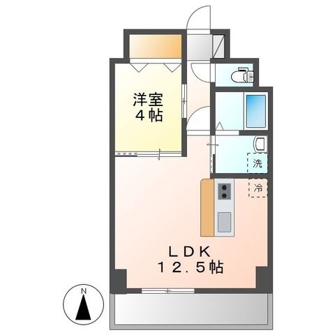 拡大写真:GRANDUKE代官町reverso 11階1102の間取り