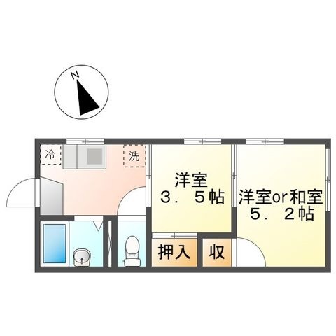 拡大写真:タウニー若竹 1階101の間取り
