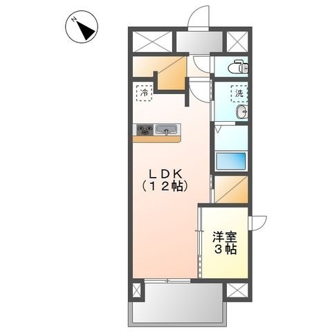 拡大写真:Casa Via 6階601の間取り