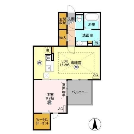 拡大写真：パルティール 1階102の間取り