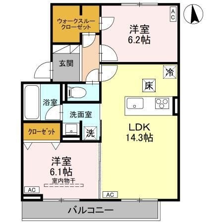 拡大写真:TORISIAS城東 2階201の間取り