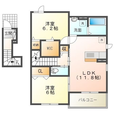 拡大写真:L&C Moca1 2階201の間取り