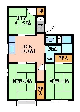 拡大写真：アンビエンテ川合 2階A201の間取り