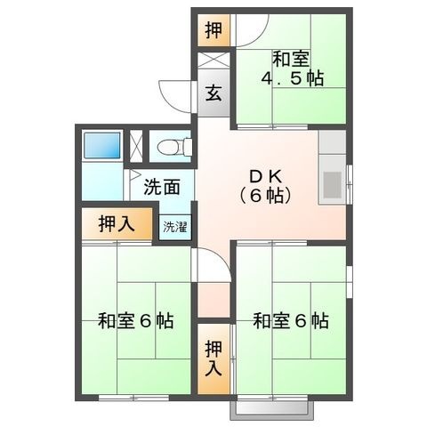 拡大写真:アンビエンテ川合 2階C202の間取り