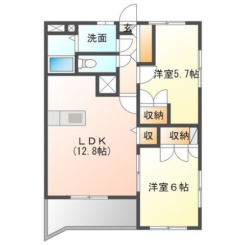 拡大写真:伊勢崎市山王町 2階201の間取り