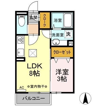 拡大写真:伊勢崎市韮塚町 2階203の間取り
