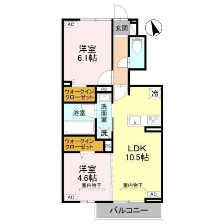 拡大写真:伊勢崎市連取町 1階101の間取り