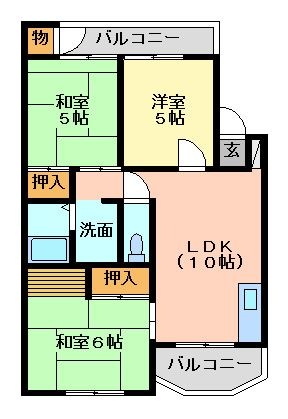 拡大写真：徳島市北田宮２丁目 1階401の間取り