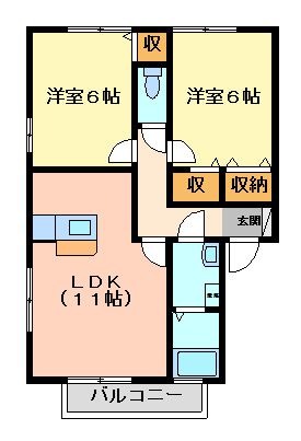 拡大写真：徳島市北矢三町 2階207の間取り