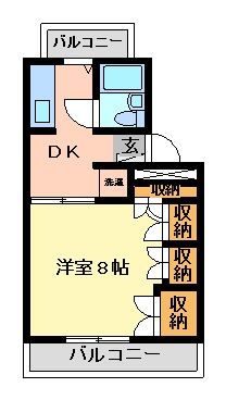 拡大写真：徳島市南矢三町３丁目 3階302の間取り