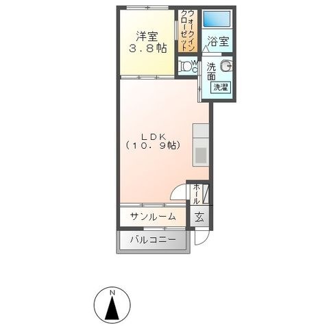拡大写真:ハイシード平和 1階105の間取り
