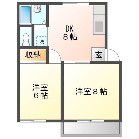 拡大写真:カルネ 2階B201の間取り