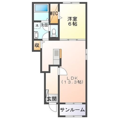 拡大写真:マレノワール桜橋 1階102の間取り