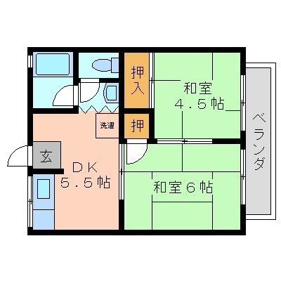 拡大写真:ハイツカオル 2階202の間取り