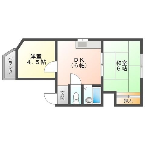 拡大写真：光ハイツ 4階3Aの間取り