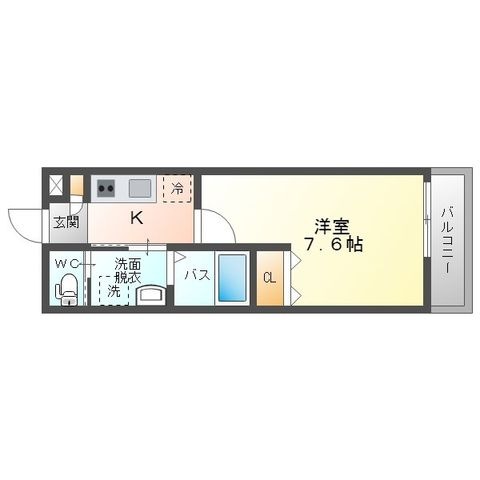 拡大写真:ALEGRIA古川橋Ⅱ 3階302の間取り
