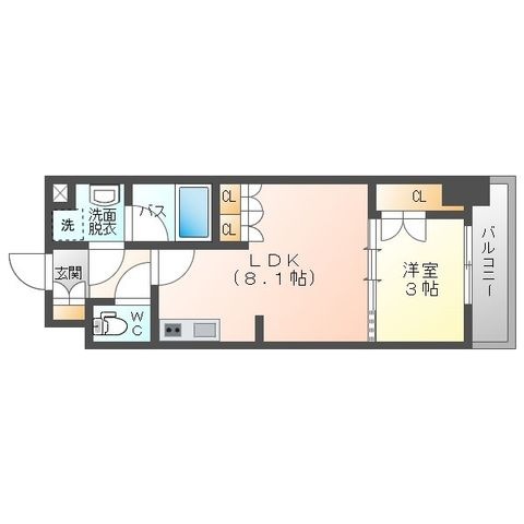 拡大写真:ウエリスアーバン守口 9階913の間取り