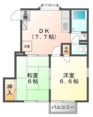 拡大写真:ヤマザキハイツAB 2階A201の間取り
