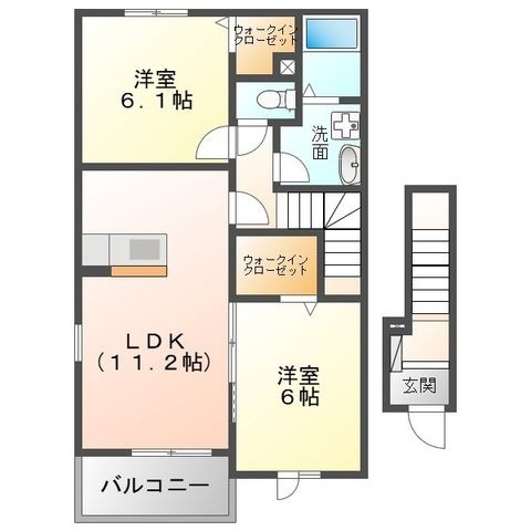 拡大写真:フルームABC 2階B201の間取り