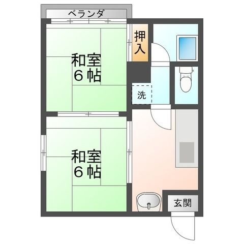 拡大写真：リビオン長浜 2階203の間取り