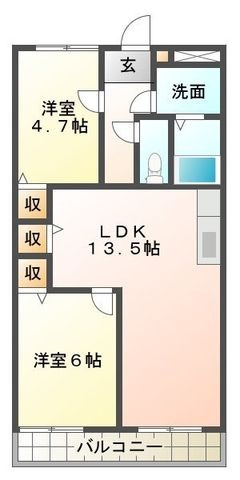 拡大写真:YKハイツ宮の上 4階403の間取り
