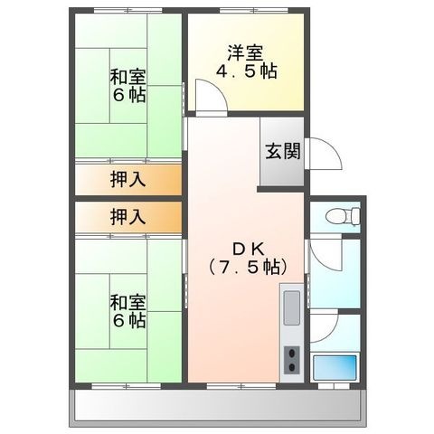 拡大写真:すずらん台コート 4階402の間取り