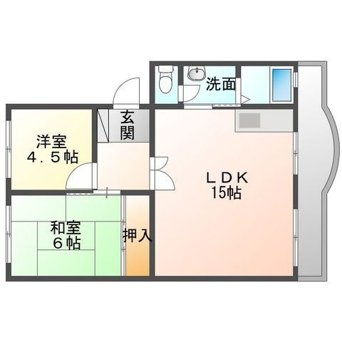 拡大写真:メゾン北鈴 5階508の間取り