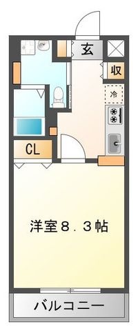拡大写真:ドライバウム江坂 8階808の間取り