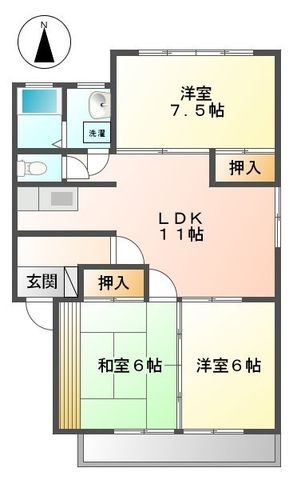 拡大写真:シルクニシカワ 2階A201の間取り