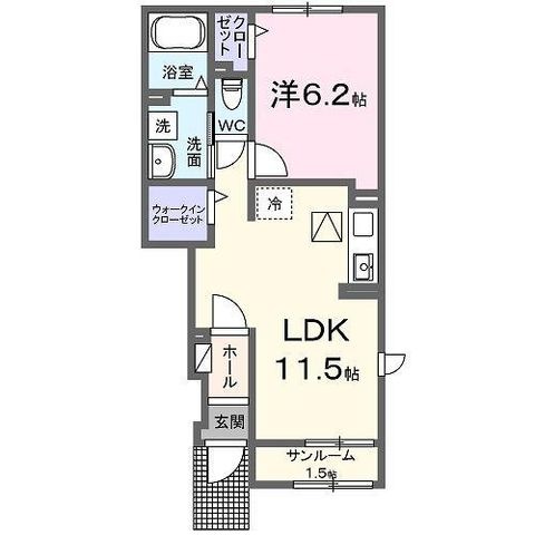 拡大写真:佐賀市鍋島6丁目 1階104の間取り