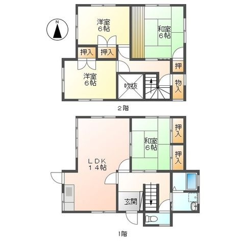 拡大写真:森田借家3 1の間取り