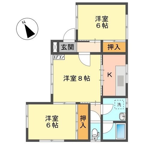 拡大写真：盛岡市境田町 2階203の間取り