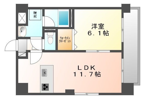 拡大写真:エルベ瓦町 5階03の間取り