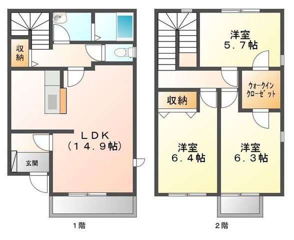拡大写真:リースランド今 A 1階102の間取り