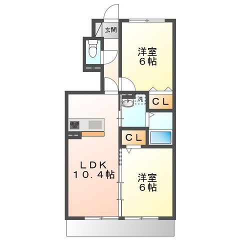 拡大写真:ラウレア福田 B 1階1の間取り