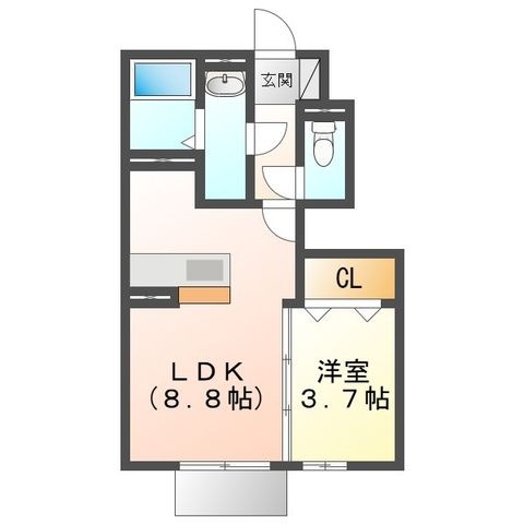 拡大写真:pecher奥田 1階102の間取り