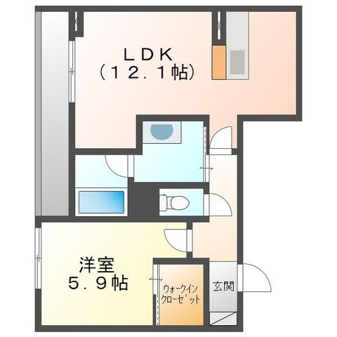 拡大写真:ベレオ北方 3階02の間取り