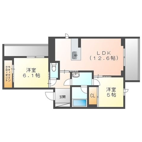 拡大写真:ノルディア野田 2階04の間取り