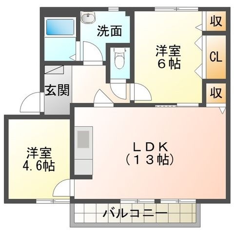 拡大写真:広島市安芸区中野東1丁目 2階201の間取り