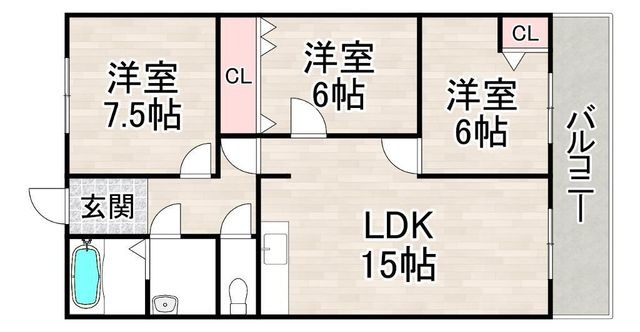 拡大写真:シャトー塚口 4階C401の間取り