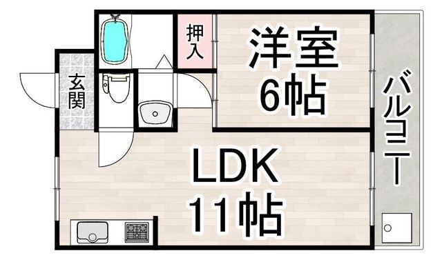 拡大写真:尼崎市武庫之荘8丁目 1階403の間取り