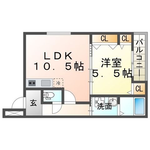 拡大写真:フジパレス東園田イースト 1階103の間取り