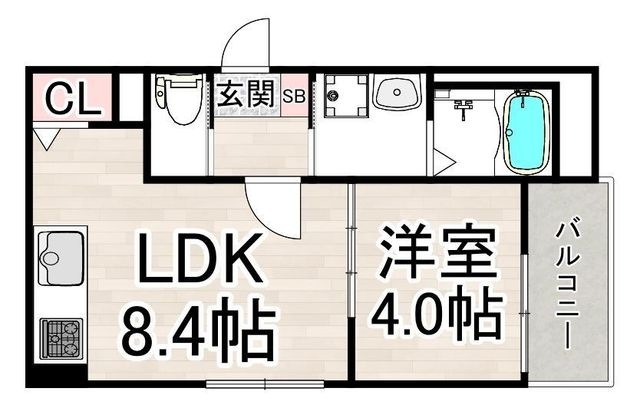 拡大写真:ハルカス武庫川 3階302の間取り