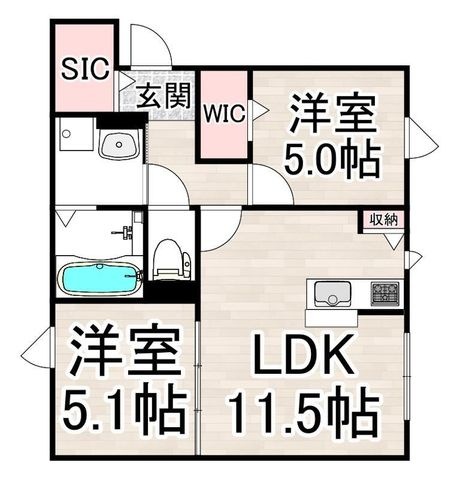 拡大写真:ユアメゾン富松 1階101の間取り