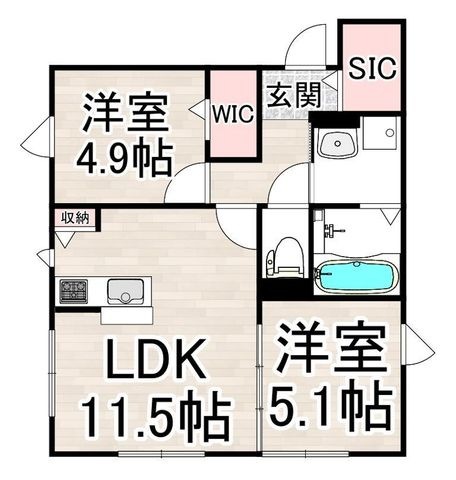 拡大写真:ユアメゾン富松 1階102の間取り