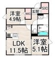 写真:ユアメゾン富松 1階102の間取図