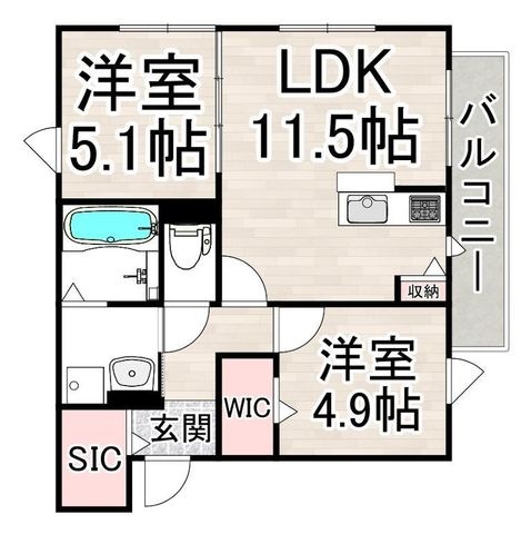 拡大写真:ユアメゾン富松 3階302の間取り