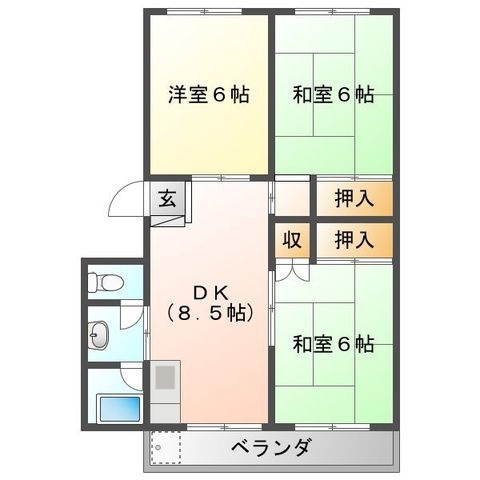 拡大写真：新居浜市七宝台町 2階207の間取り