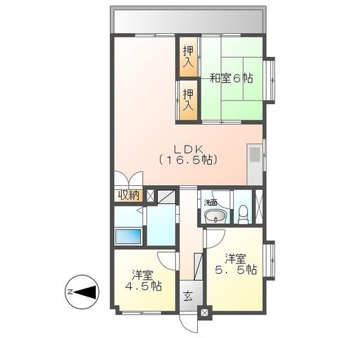 拡大写真:アサヒパレス庄内 3階307Cの間取り
